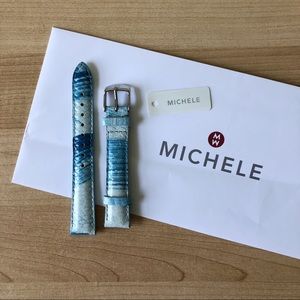 MICHELE 16mm Blue & White Painted Snakeskin Strap